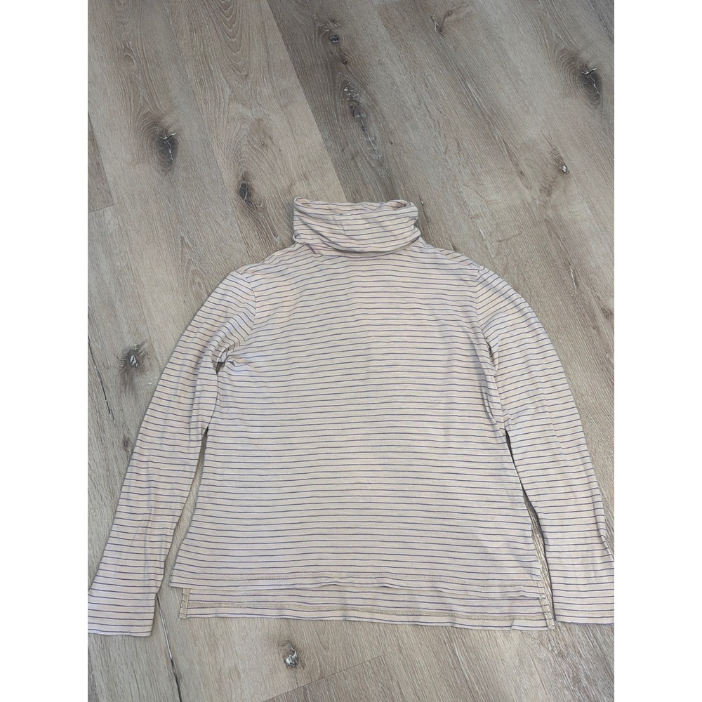 Madewell Womens Striped Turtleneck Long Sleeve Top Cream Purple Size S